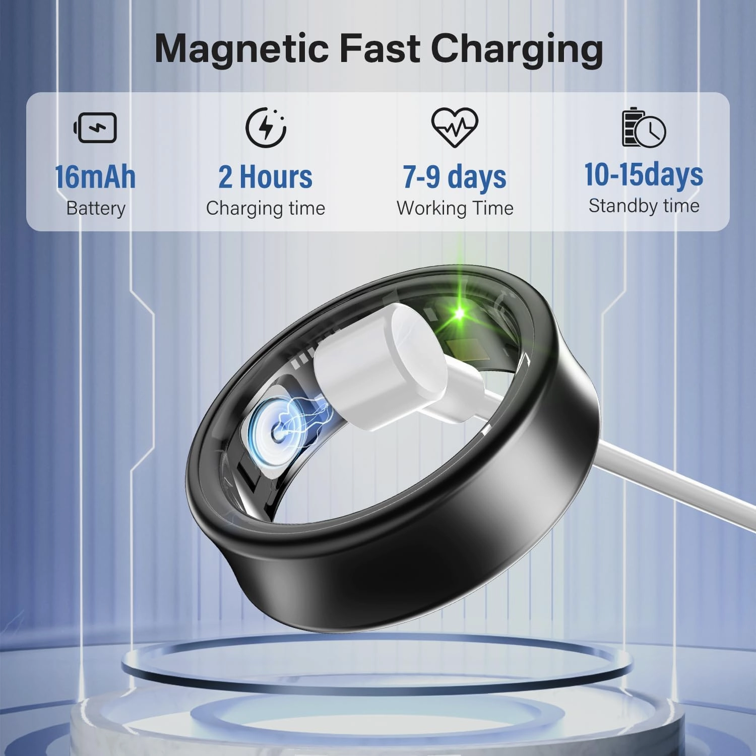 Smart Ring for Men & Women - 5ATM Waterproof, Health & Fitness Tracker, Heart Rate Monitor, Hand Gesture Brush Tiktok, Titanium Alloy Smart Rings for iOS/Android