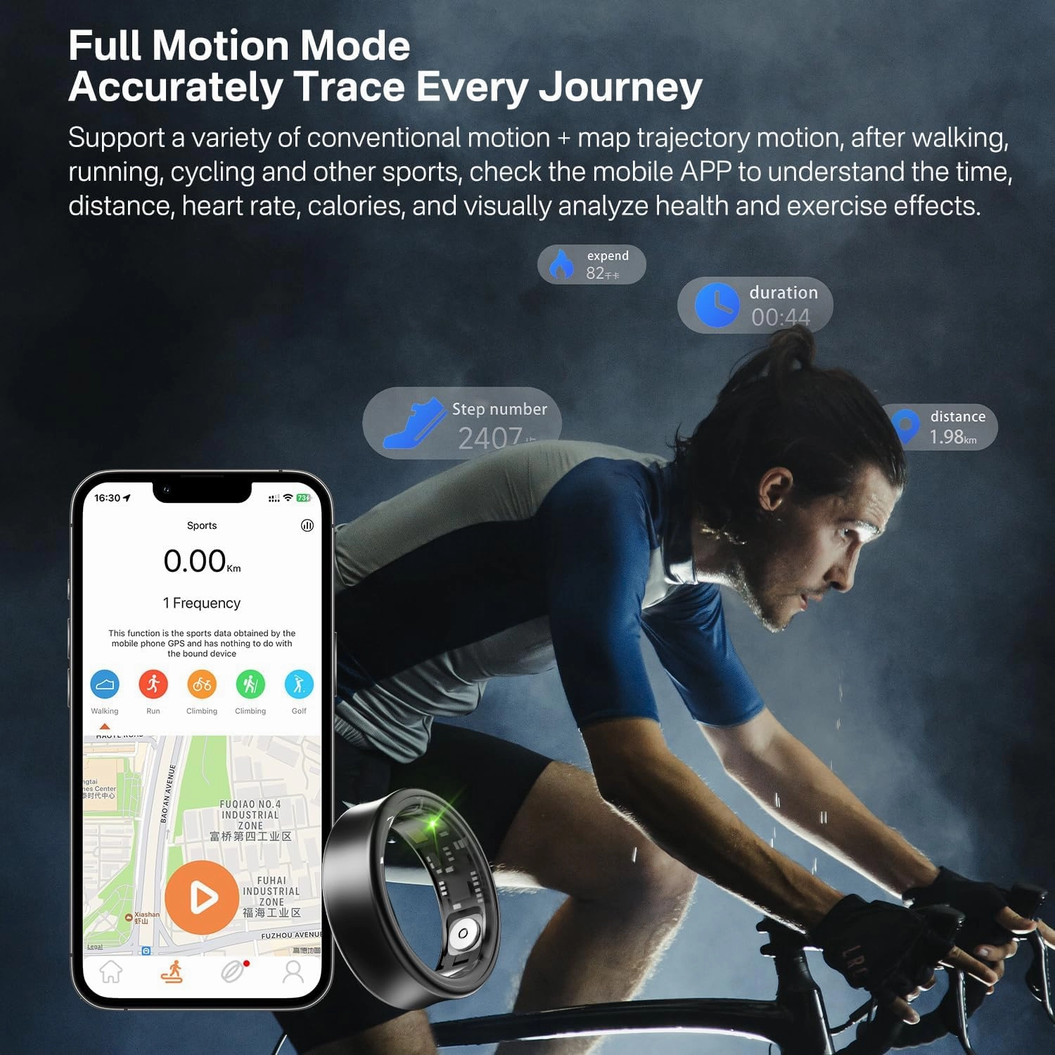 Smart Ring for Men & Women - 5ATM Waterproof, Health & Fitness Tracker, Heart Rate Monitor, Hand Gesture Brush Tiktok, Titanium Alloy Smart Rings for iOS/Android