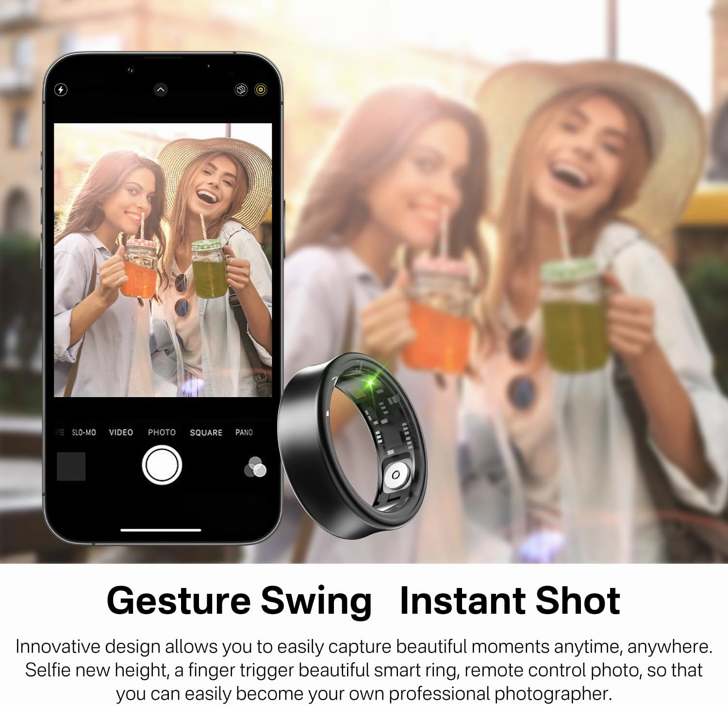 Smart Ring for Men & Women - 5ATM Waterproof, Health & Fitness Tracker, Heart Rate Monitor, Hand Gesture Brush Tiktok, Titanium Alloy Smart Rings for iOS/Android