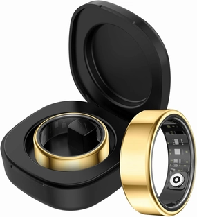 Smart Ring for Men Women Health Rings Heart Rate Sleep Monitor Step Counter Pedometer Sports Ring Fashion Fitness Tracker Ring with Charging Case Gold Rings for Android iOS Phones