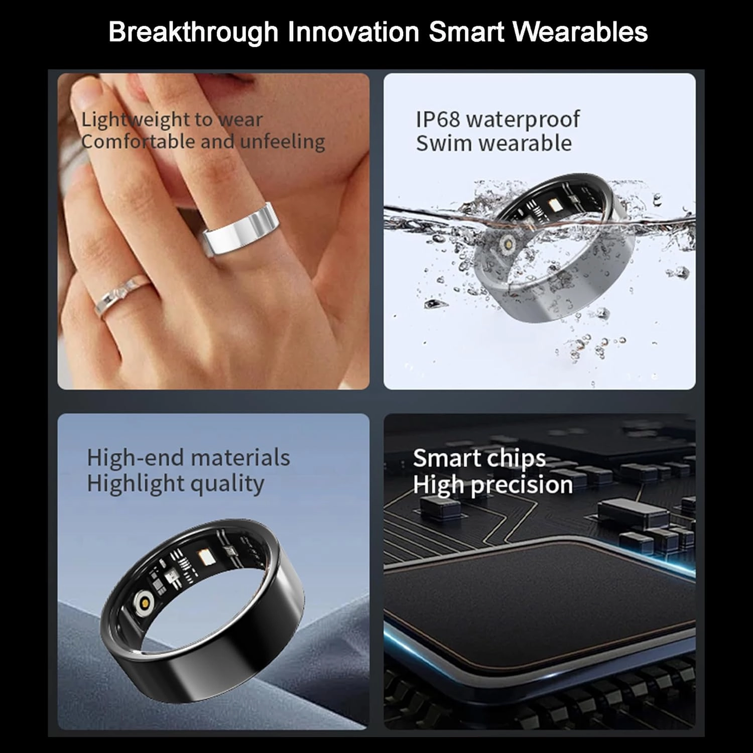 Smart Ring for Men Women with Sleep/Heart Rate/Blood Pressure/Sleep/Blood Oxygen Monitor, Pedometer, No Subscription Fee,IP68 Waterproof Fitness Tracker for iPhone &Android (Silver, 9)