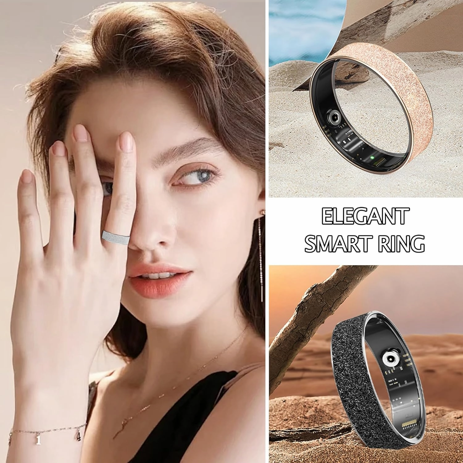 Smart Ring for Women Activity Tracker Heart Rate Monitor Sleep Pedometer Calorie Counter Ladies Fitness Smart Rings for Women Silver Gold Black