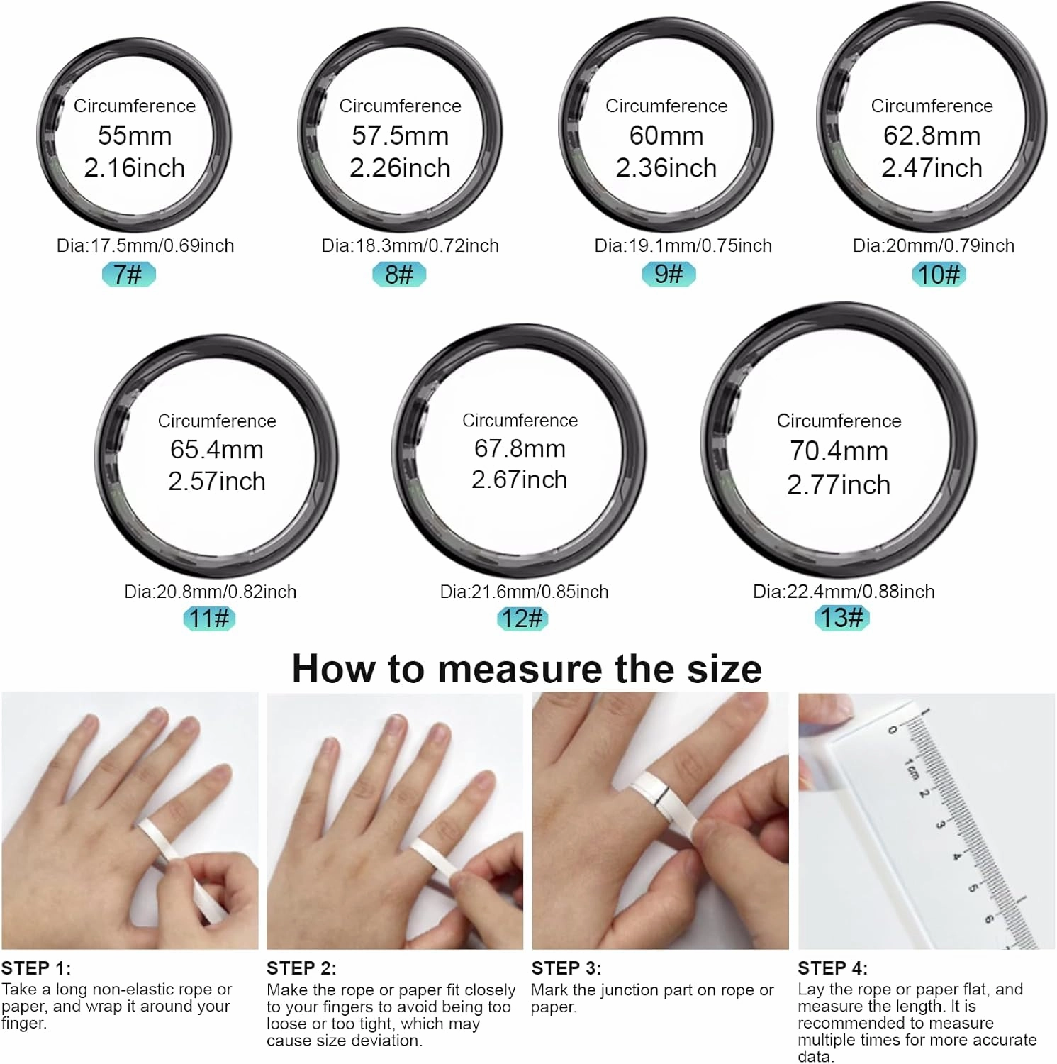 Smart Ring for Women Men - Fitness Tracker with Heart Rate/Blood Oxygen/Stress Monitor/Steps/Sleep Tracking, No App Subscription, 5ATM Waterproof Health Rings