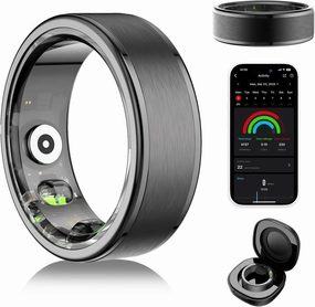 Smart Ring for Women Men - Fitness Tracker with Heart Rate/Blood Oxygen/Stress Monitor/Steps/Sleep Tracking, No App Subscription, 5ATM Waterproof Health Rings