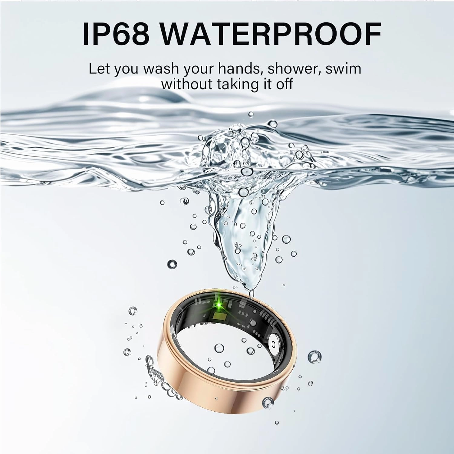 Smart Ring Health Tracker, Fitness Sleep and Heart Rate Monitor Tracker Smart Ring, Waterproof Bluetooth Fitness Tracker Ring IPX68 Waterproof (Silver,10)"