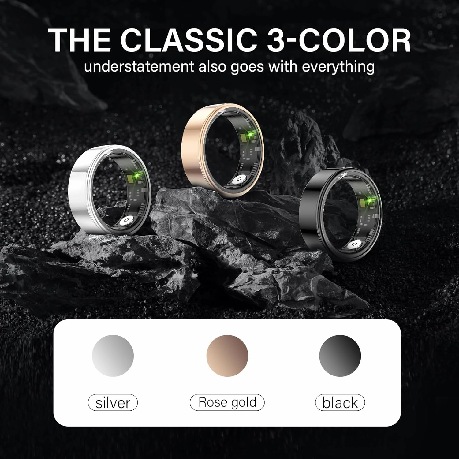 Smart Ring Health Tracker, Fitness Sleep and Heart Rate Monitor Tracker Smart Ring, Waterproof Bluetooth Fitness Tracker Ring IPX68 Waterproof (Silver,10)"