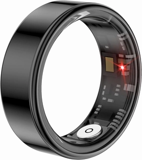 Smart Ring Health Tracker for Men Women, Health Sleep Heart Rate Blood Oxygen Tracker Smart Ring with Wireless Charger Box, IP68 Waterpro of Bluetooth Tracker Rings (Glossy Black#9)