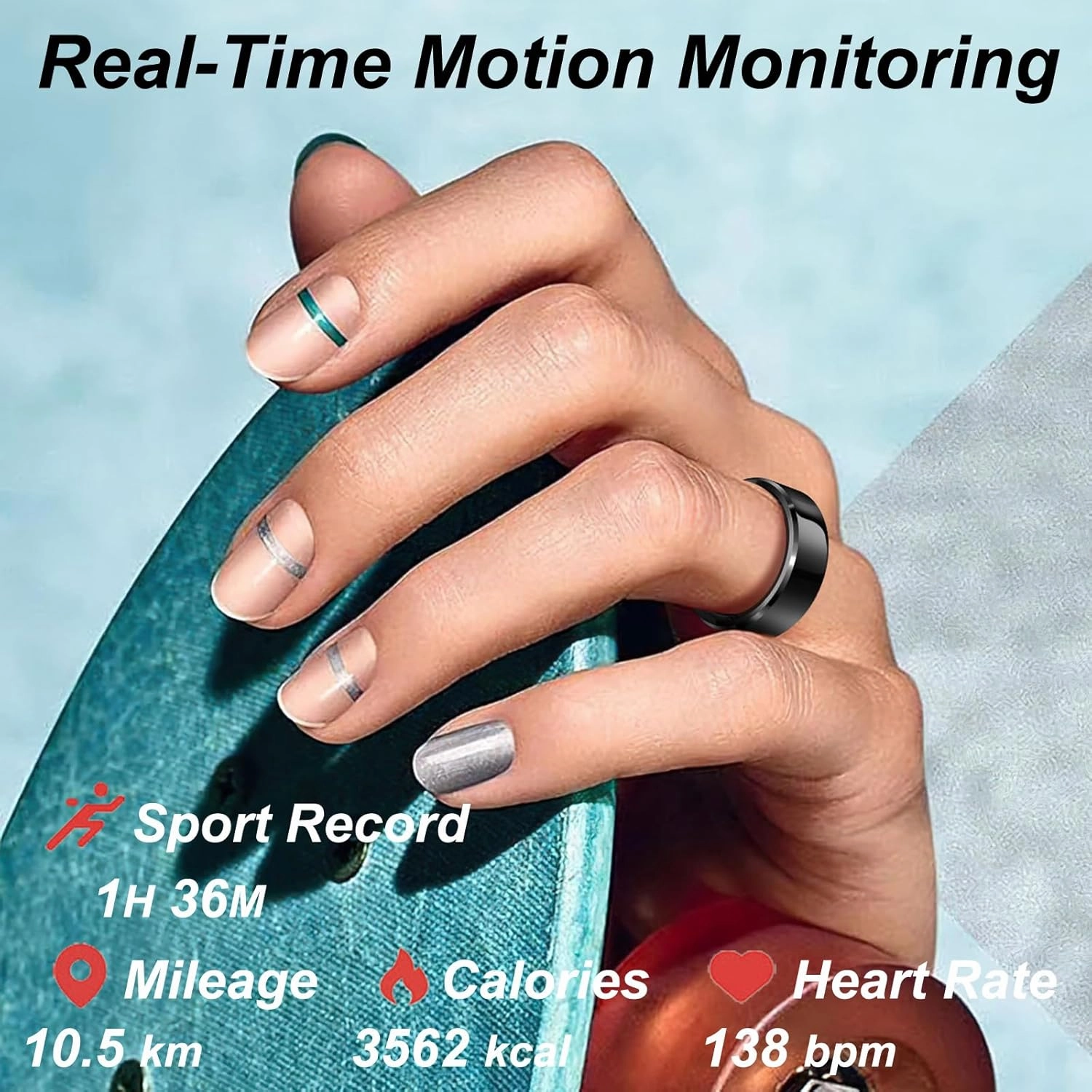 Smart Ring Heart Rate Monitor Blood Pressure Ring Sleep Tracker Health Rings Pedometer Step Counter Calories Waterproof Fitness Rings for Women Men