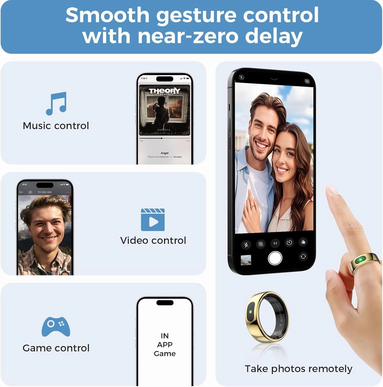 Smart Ring with Instant Notification Alerts & Gesture Control - Sleep Tracker Ring, Fitness Ring for Steps & Heart Rate, IP68 Waterproof Gold #10