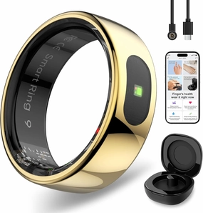 Smart Ring with Instant Notification Alerts & Gesture Control - Sleep Tracker Ring, Fitness Ring for Steps & Heart Rate, IP68 Waterproof Gold #10