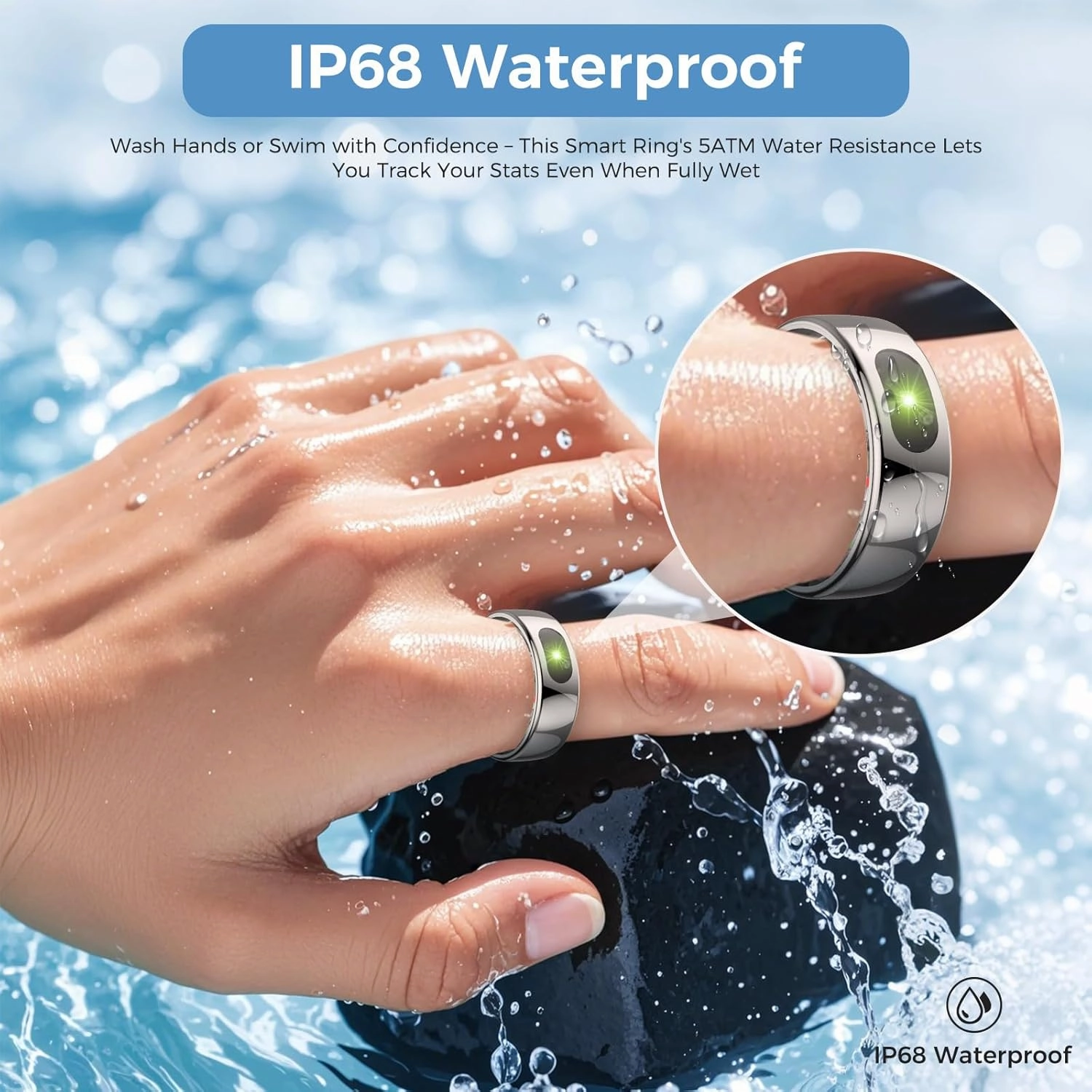 Smart Ring with Instant Notification Alerts & Gesture Control - Sleep Tracker Ring, Fitness Ring for Steps & Heart Rate, IP68 Waterproof Silver #10