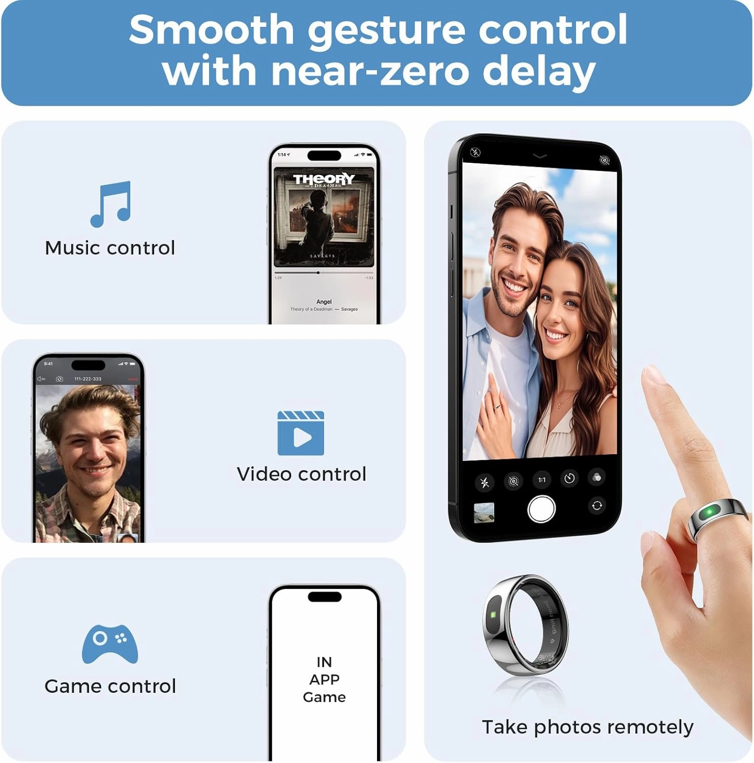 Smart Ring with Instant Notification Alerts & Gesture Control - Sleep Tracker Ring, Fitness Ring for Steps & Heart Rate, IP68 Waterproof Silver #10