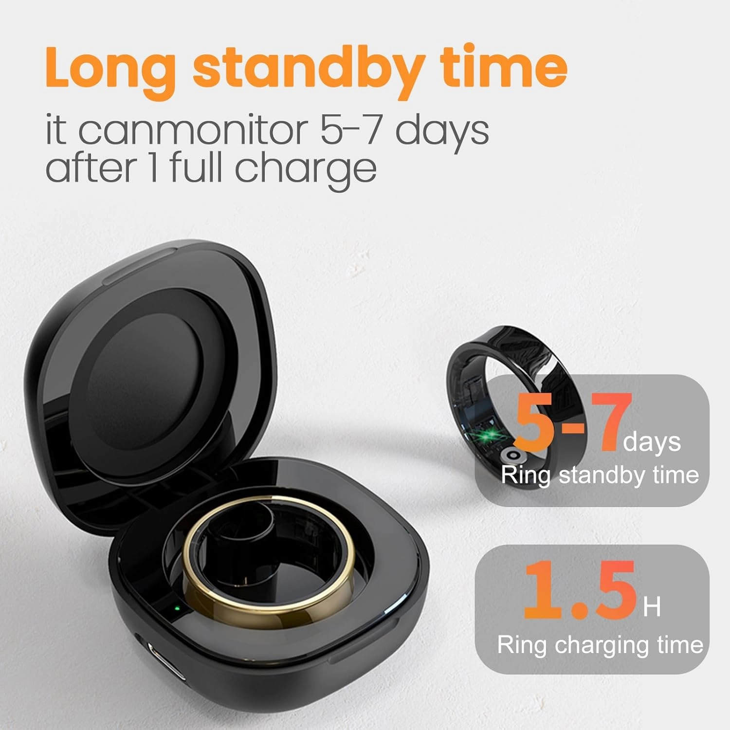 Smart Rings for Men, Fitness Trackers for Women - Sleep Tracking Wearable - Heart Rate - Blood Oxygen - IP68 Waterproof (Silver, 8#)