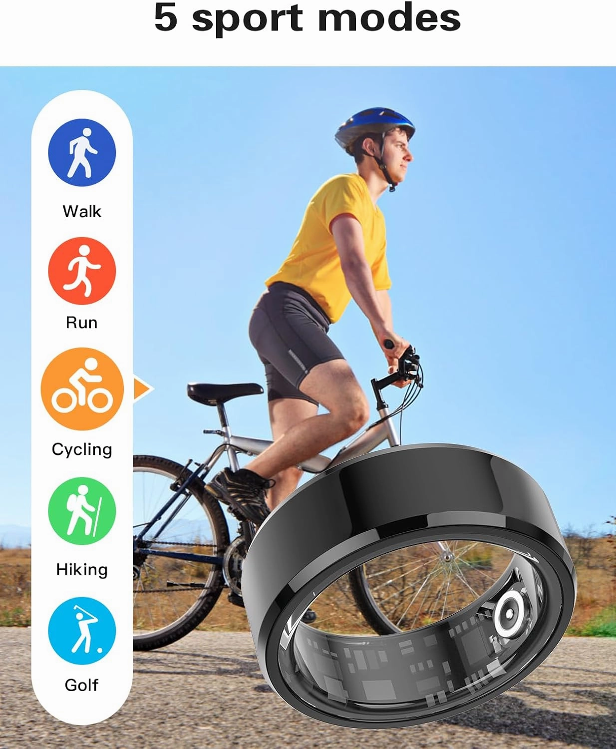 Smart Rings Health Tracker，Sports Fitness Ring，Step Tracker，Heart Rate Monitor ，Blood Oxygen， Sleep Tracker ，IP68 Waterproof，Activity Fitness Tracker，Best Smart Rings for Women Men (Black, 4)