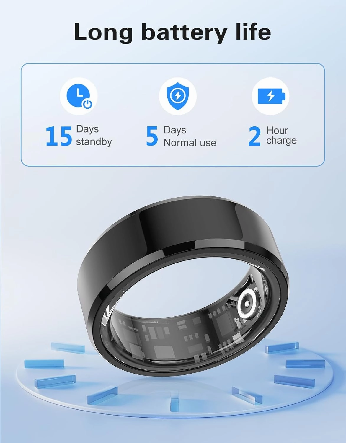 Smart Rings Health Tracker，Sports Fitness Ring，Step Tracker，Heart Rate Monitor ，Blood Oxygen， Sleep Tracker ，IP68 Waterproof，Activity Fitness Tracker，Best Smart Rings for Women Men (Black, 4)