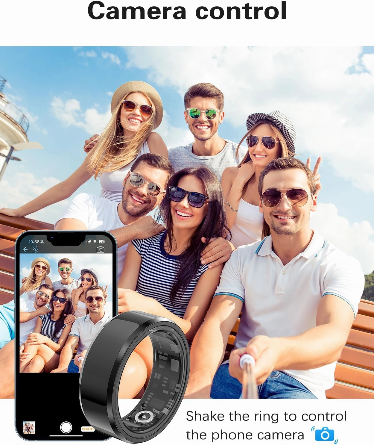 Smart Rings Health Tracker，Sports Fitness Ring，Step Tracker，Heart Rate Monitor ，Blood Oxygen， Sleep Tracker ，IP68 Waterproof，Activity Fitness Tracker，Best Smart Rings for Women Men (Black, 4)