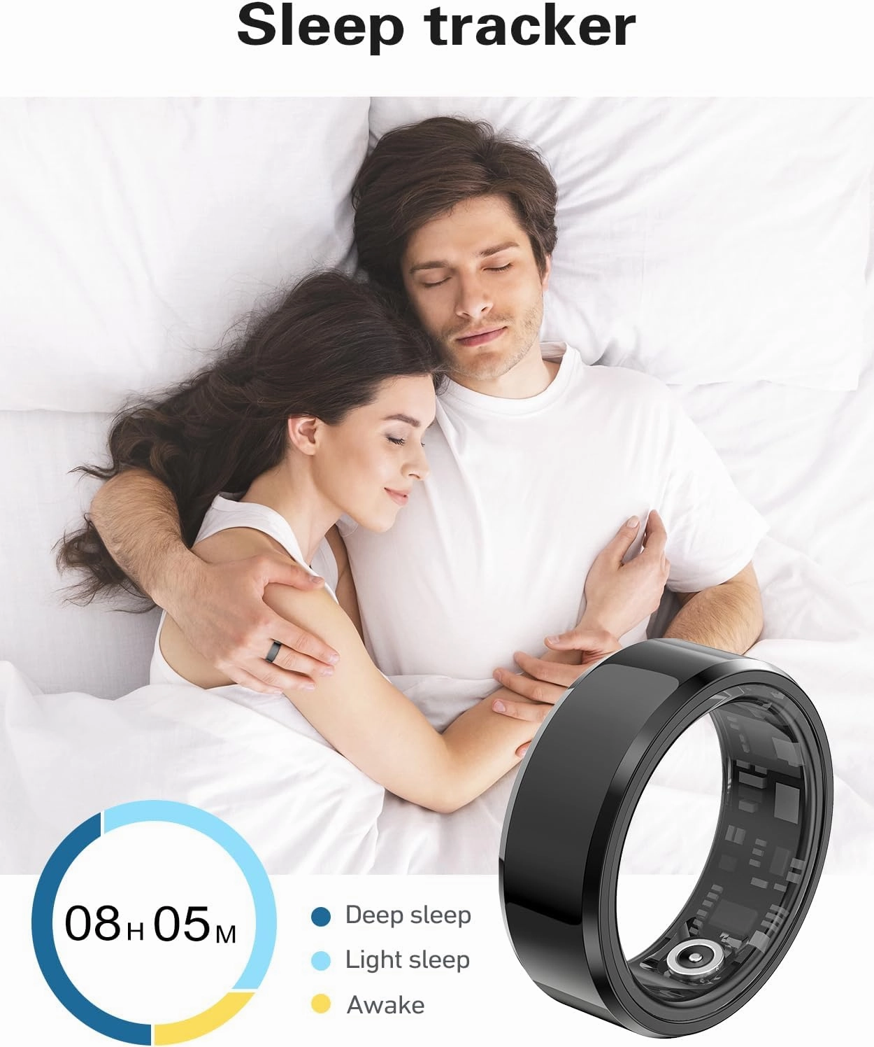Smart Rings Health Tracker，Sports Fitness Ring，Step Tracker，Heart Rate Monitor ，Blood Oxygen， Sleep Tracker ，IP68 Waterproof，Activity Fitness Tracker，Best Smart Rings for Women Men (Black, 4)