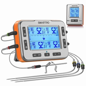 SMARTRO X50 Digital Wireless Meat Thermometer 4 Probes, 500ft Food Temp Monitoring Range for BBQ Grilling Smoker and Kitchen Cooking with Smart Alarm