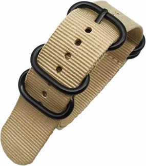 Smartwatch Bands,Universal Strap,20/22/24mm Men Solid Color Nylon Military Watch Band with Black 5 Rings Buckle Striped WatchBand Replacement Accessories