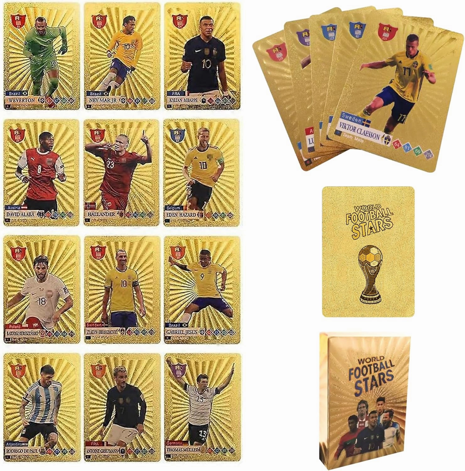 Soccer Trading Cards 2024–2025 – Golden (55/Pack) Featuring HD Waterproof Printing of Top Star Soccer Players – Football Card Set for Fans, Friends & Collectors – Not Original