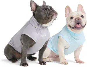 Spark Paws Dog T-Shirt, Quick Dry Soft Stretchy, Lightweight Breathable for Dogs with Sensitive Skin - Blue & Grey (Set of 2) - 2XL