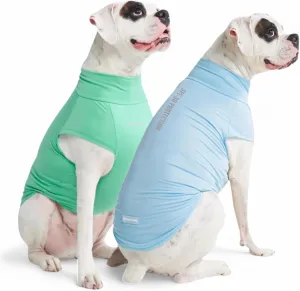 Spark Paws Dog T-Shirt, Quick Dry Soft Stretchy, Lightweight Breathable for Dogs with Sensitive Skin - Blue & Mint (Set of 2) - 3XL