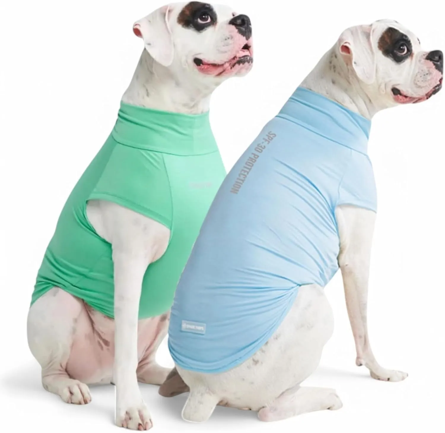 Spark Paws Dog T-Shirt, Quick Dry Soft Stretchy, Lightweight Breathable for Dogs with Sensitive Skin - Blue & Mint (Set of 2) - 3XL