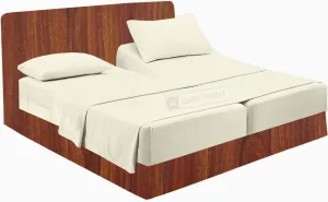 Split King 5 Piece Sheet Set - Adjustable Split Bed Sheets for Sleep Number Bed - 100% Long Staple Cotton - 15" Deep Pocket - 2 Twin-XL Fitted Sheets - Soft Cooling Bedsheets - Ivory Solid