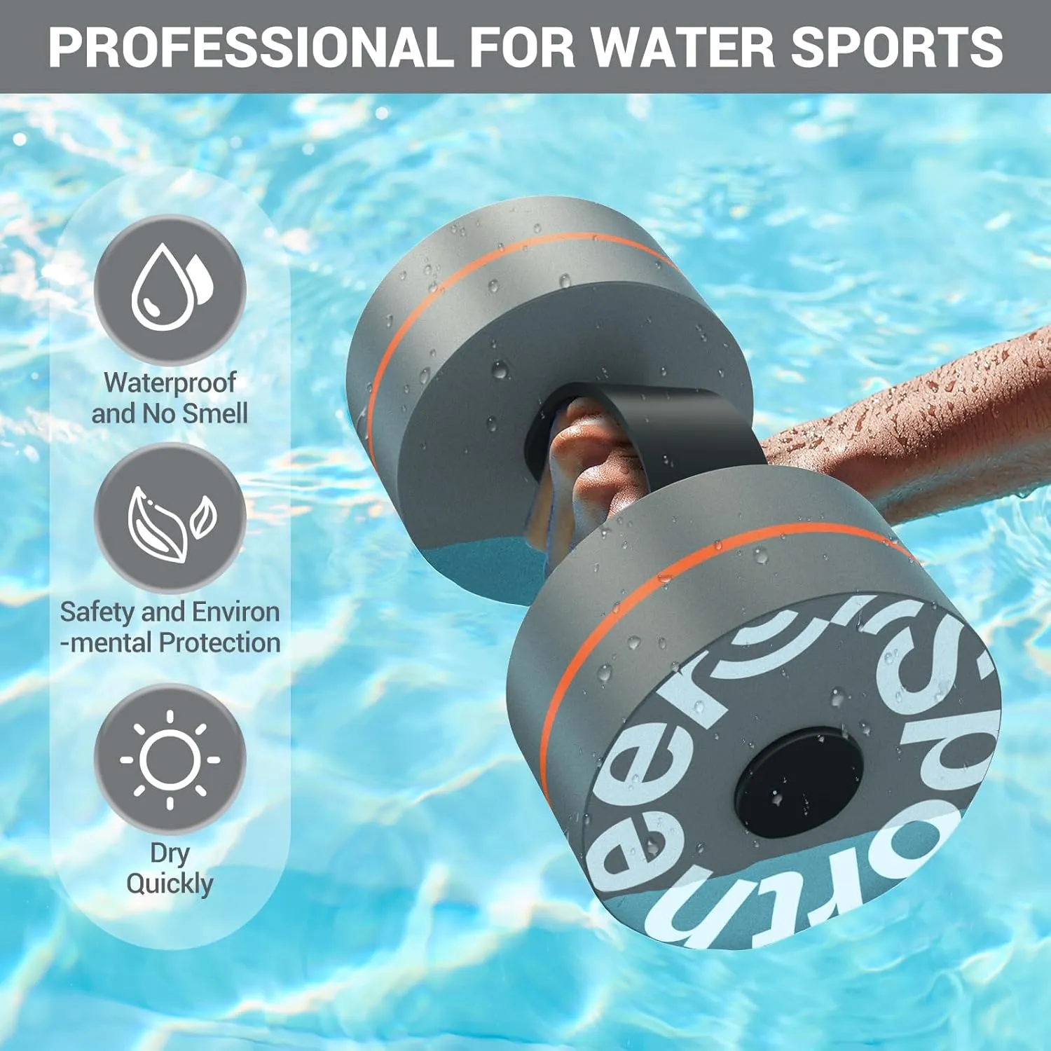 Sportneer Water Aerobics Pool Exercise Equipment Water Workout Combo Set Includes High Density Water Dumbbell Aqua Belt Water Ankle Weights for Aquatic Therapy Pool Fitness Water Exercise