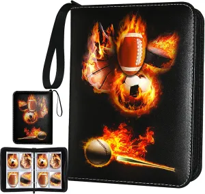 Sports Card Binder, Trading Card Binder 4 Pocket with 50 Sleeves Fits 400 Sport Cards, Sports Card Holder Binder with Zipper, Football Baseball Basketball Hockey Card Collection Storage Album