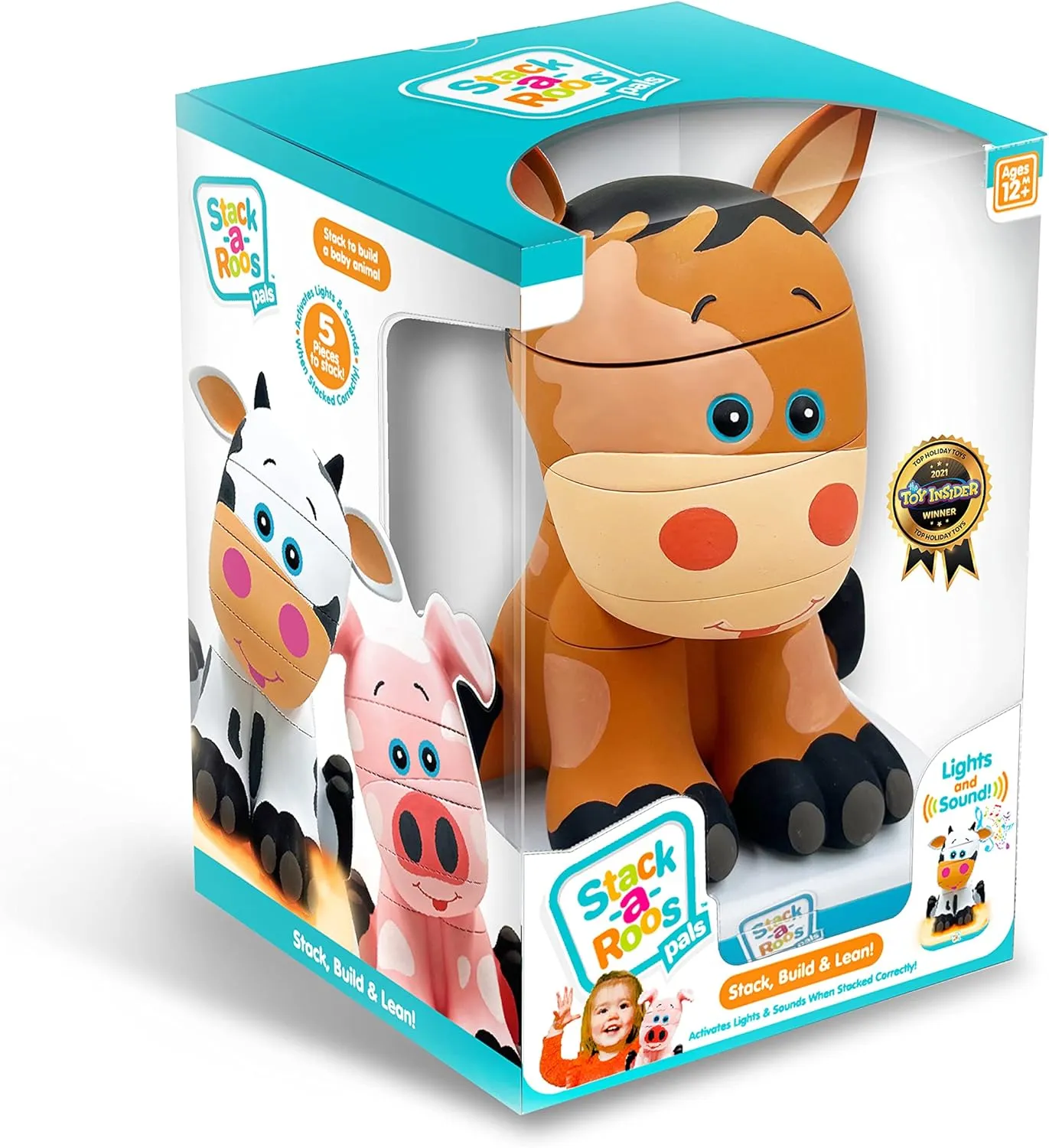 Stack-a-Roos Baby Horse by Salus Brands - Animal Stacking Toy, Educational Early Learning Toy for Infants Babies Toddlers, Age 12  Months - Great Baby Gifts, STEM Toy