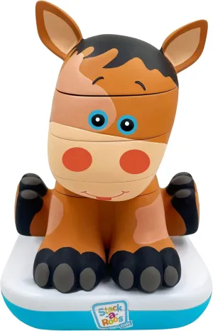 Stack-a-Roos Baby Horse by Salus Brands - Animal Stacking Toy, Educational Early Learning Toy for Infants Babies Toddlers, Age 12  Months - Great Baby Gifts, STEM Toy