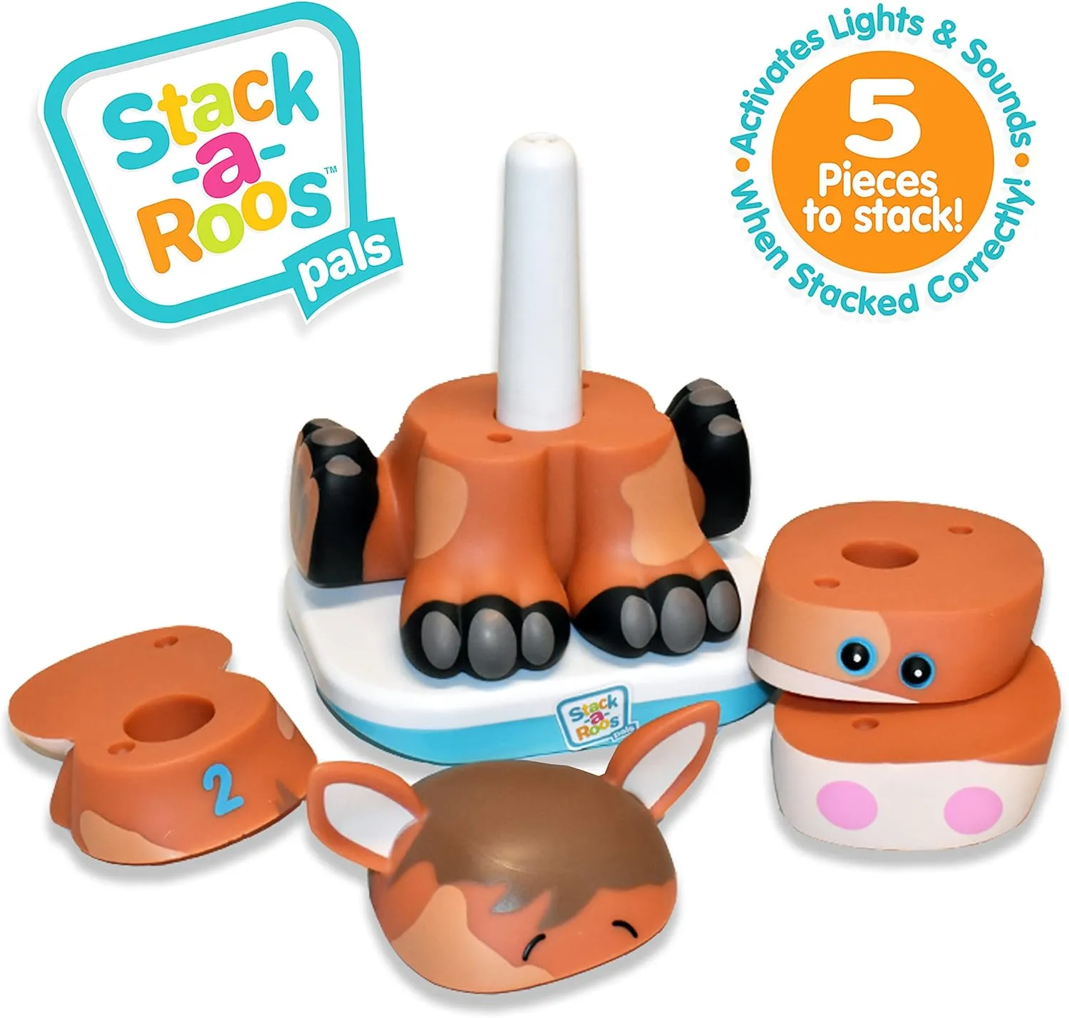 Stack-a-Roos Baby Horse by Salus Brands - Animal Stacking Toy, Educational Early Learning Toy for Infants Babies Toddlers, Age 12  Months - Great Baby Gifts, STEM Toy