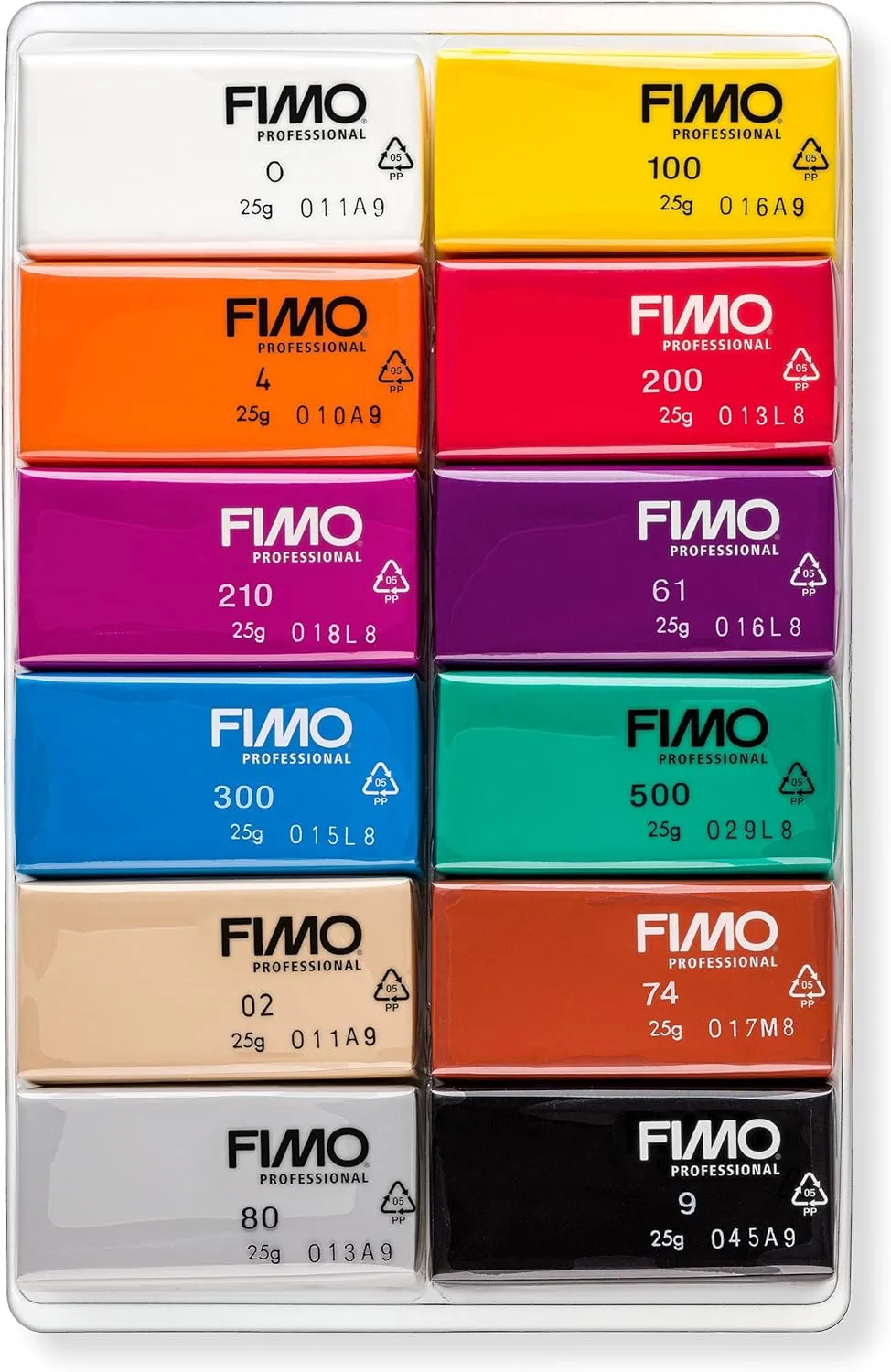 STAEDTLER 8043 C12-1 FIMO Professional Oven-Hardening Polymer Modelling Clay - Assorted Colours (Pack of 12 x 25g Blocks)