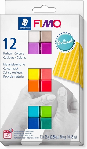 STAEDTLER 8023 C12-2 FIMO Soft Oven-Hardening Polymer Modelling Clay - Assorted Brilliant Colours (Pack of 12 x 25g Blocks)