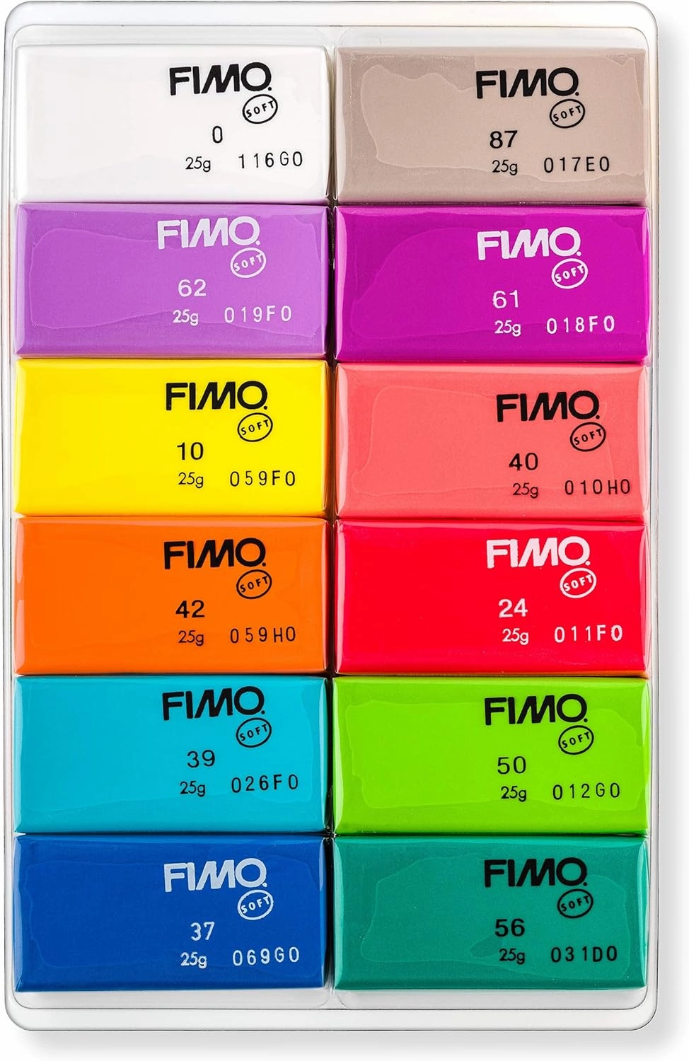 STAEDTLER 8023 C12-2 FIMO Soft Oven-Hardening Polymer Modelling Clay - Assorted Brilliant Colours (Pack of 12 x 25g Blocks)