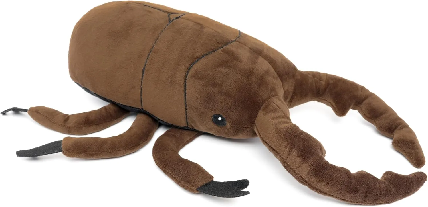Stag Beetle Stuffed Animals Insect Beetle Plush Toys with Embroidered Eyes for Boy Girl Kids Birthday, 14 inches Brown