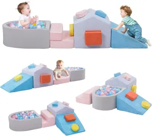 STAOLENE Foam Climbing Blocks for Toddlers 1-3, 10-Piece Soft Play Climbing Toys with Foam Ball Pit, Baby Indoor Play Gym for Color & Shape Recognition and Motor Skills(Balls Not Included)