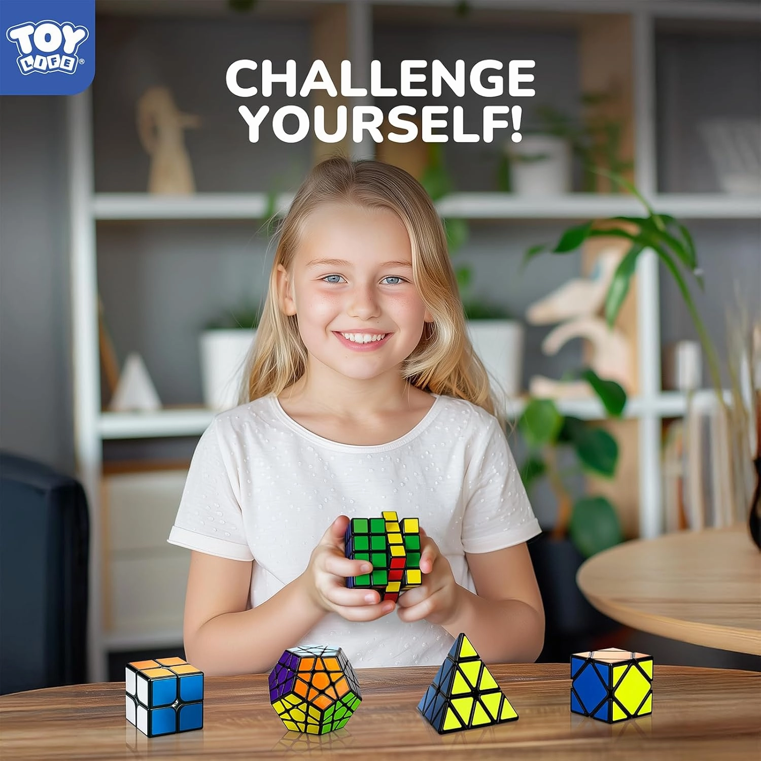 STEAM Life Speed Cube Set 5 Pack Magic Cube, Includes Speed Cubes 3x3, 2x2 S, Pyramid Cube, Megaminx Cube Puzzle Cube Bundle for Kids & Adults, Stocking Stuffers for Boys