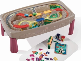 Step2 Deluxe Canyon Road Train & Track Table, Kids Activity Table for Cars, Cover Included, Made of Durable Plastic, Includes 3-Piece Train Set, For Toddlers 3  Years Old