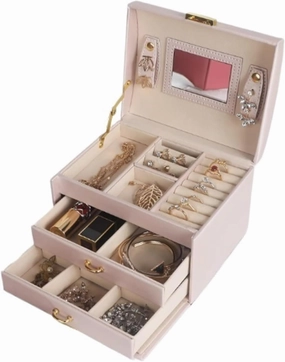 Storage Box Watch Jewelry Organizer Case 3 Layer Jewelry Holder PU Leather Display Case Earring Organizer(5)