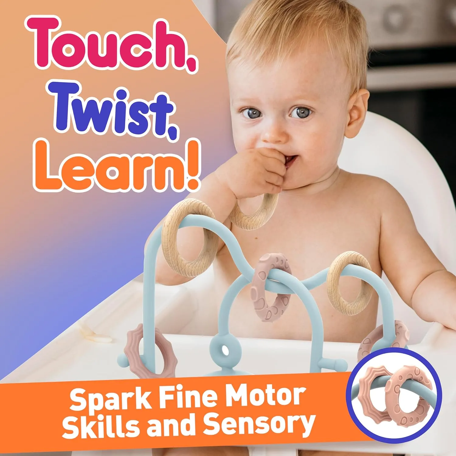 Suction Cup Sensory Bath Toys - 24hr Strong Hold Play Activity for Babies, Silicone Sensory Bath Time, Montessori Teething Toy for Infants and Toddlers, Baby Highchair Toy for 0-12 Months