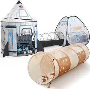 Sumbababy Space Tent with Tunnel: Pop Up Tunnel with Tent - Toddler Tent with Tunnel
