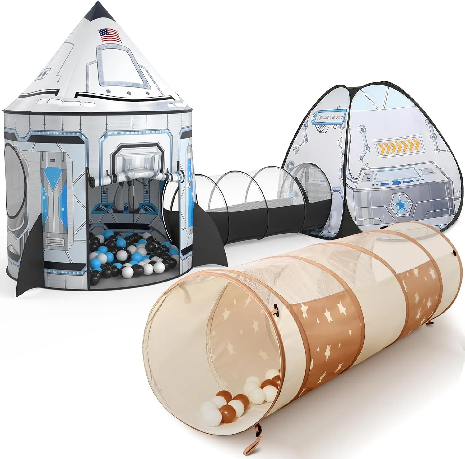 Sumbababy Space Tent with Tunnel: Pop Up Tunnel with Tent - Toddler Tent with Tunnel