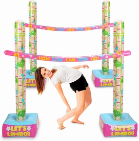 Summer Inflatable Limbo Game for Adults 59 Inch Palm Leaf Hawaiian Tropical Limbo Stick Party Game Fun Aloha Luau Party Inflatable Decoration Indoor Outdoor Beach Pool
