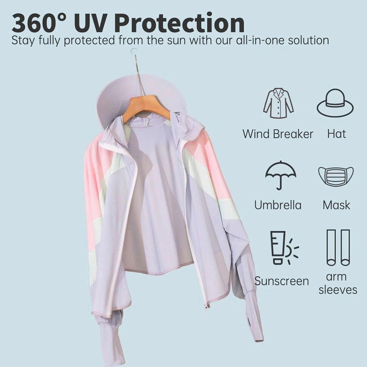 Sun Protection Hoodie Women Sun Protection Shirts Sun Protection Jacket UPF 50  UV with Brim for Running Hiking Outdoor
