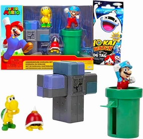 Super Mario Diorama Set for Kids - Bundle with Mario Diorama Playset with Super Mario Figurine, Interactive Pieces, and More | Super Mario Underground Playset
