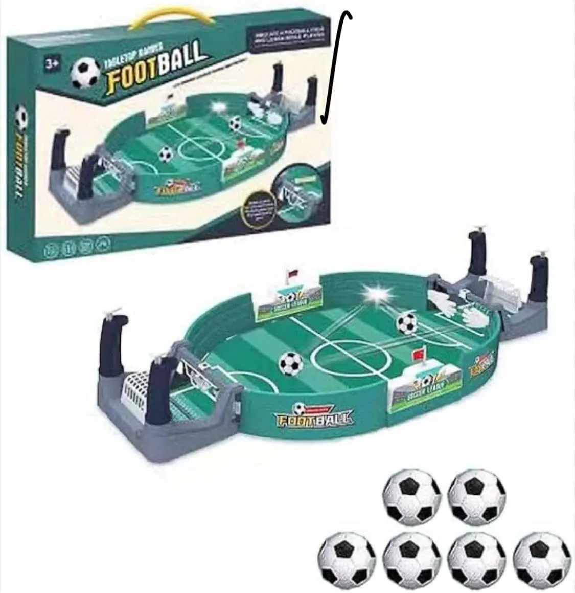 Tabletop Soccer Game – Compact Indoor Football Match Set with 6 Balls, Interactive Hand-Controlled Toy, Portable Sports Playset for Kids & Family Fun (42cm x 21cm)