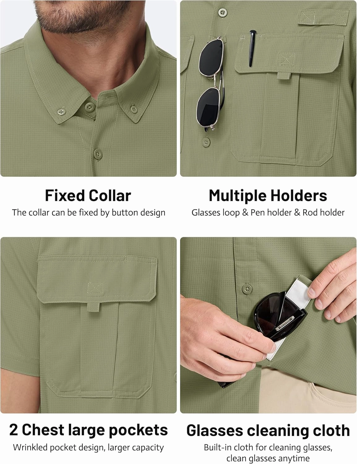 TACVASEN Mens Short Sleeve Sun Protection Shirt UPF 50  Quick Dry Fishing Cooling UV Shirts Outdoor Tactical Hiking Shirts