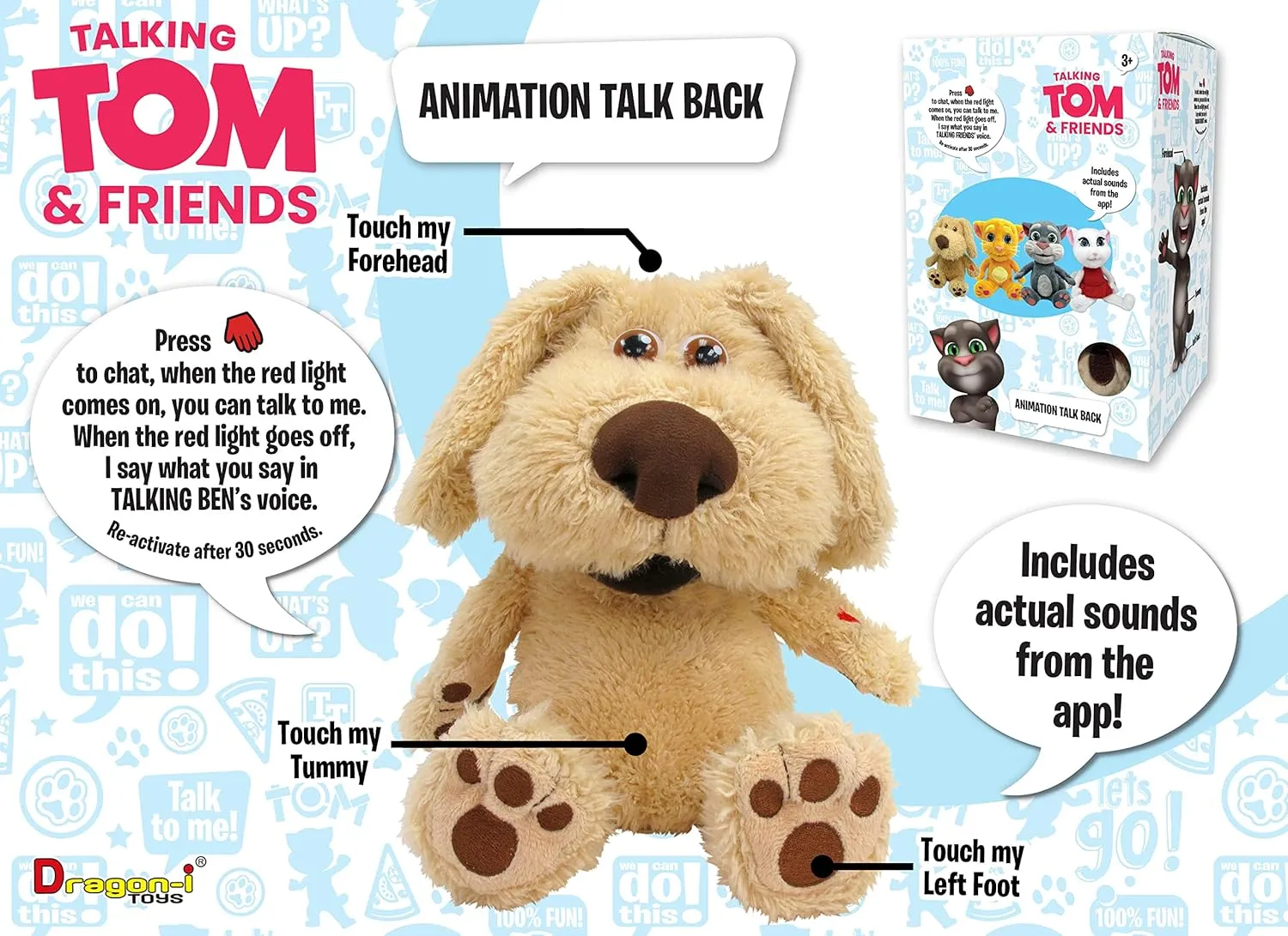 Talking Friends Talking Ben Animated Interactive Cuddly Plush Toy with Talkback 12 Inches / 30CM Tall